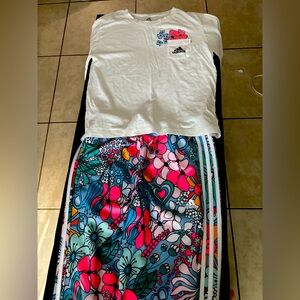 Adidas Pink and Blue Midi Skirt Casual Resort Wear